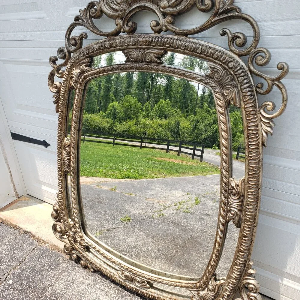 Luxury Console & Mirror Set – Beveled Glass & Gold Leaf Accents Sale: $1550